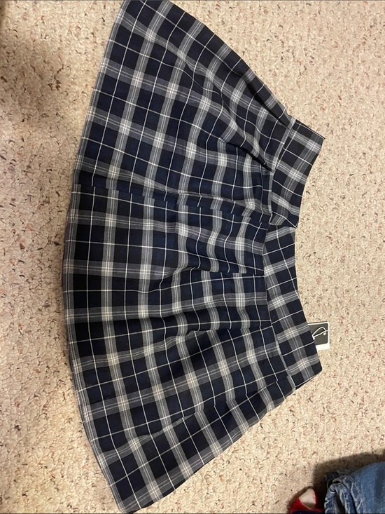 Iefiel Dresses & Skirts - Plaid Navy Mini Skirt - Schoolgirl-Inspired A-Line